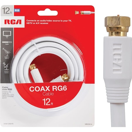 Rca 12 Ft. White Digital RG6 Coaxial Cable VH612WHR